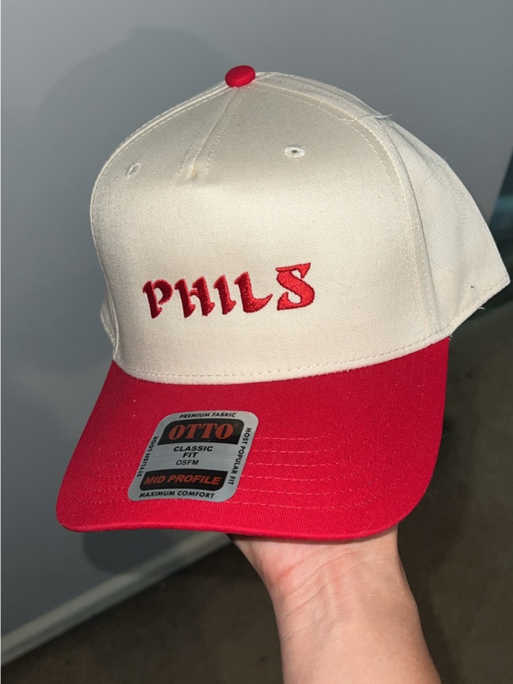 Philadelphia Phillies Embroidered Two-Tone Baseball Cap - Cream and Red